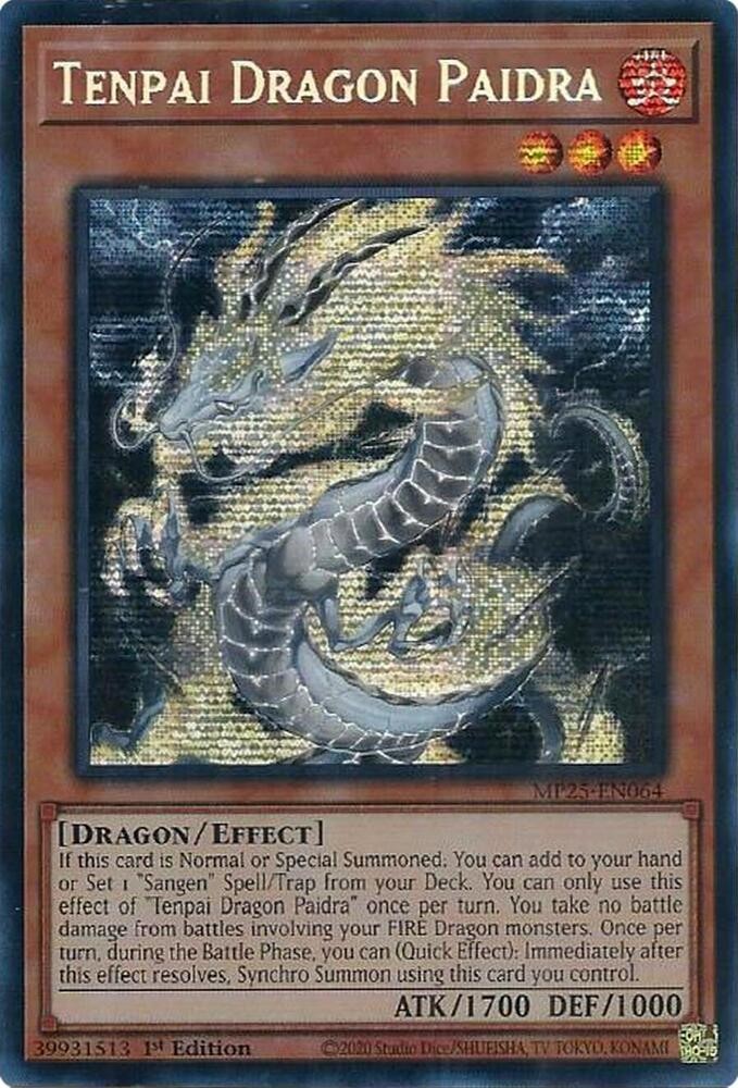 Yugioh Tenpai Dragon Paidra MP25-EN064 Prismatic Secret Rare NM English